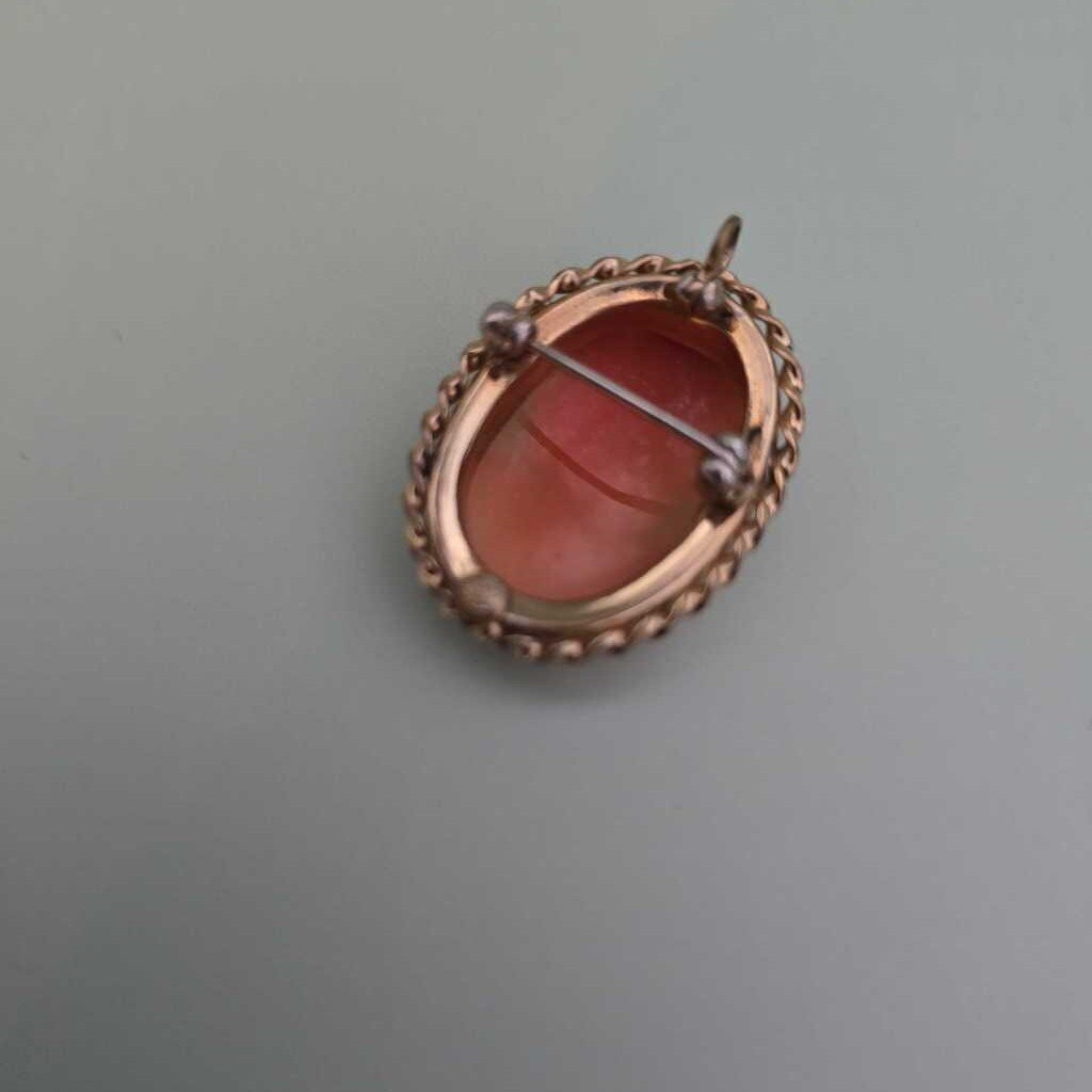 Carved Gold Filled Cameo Pendant Brooch