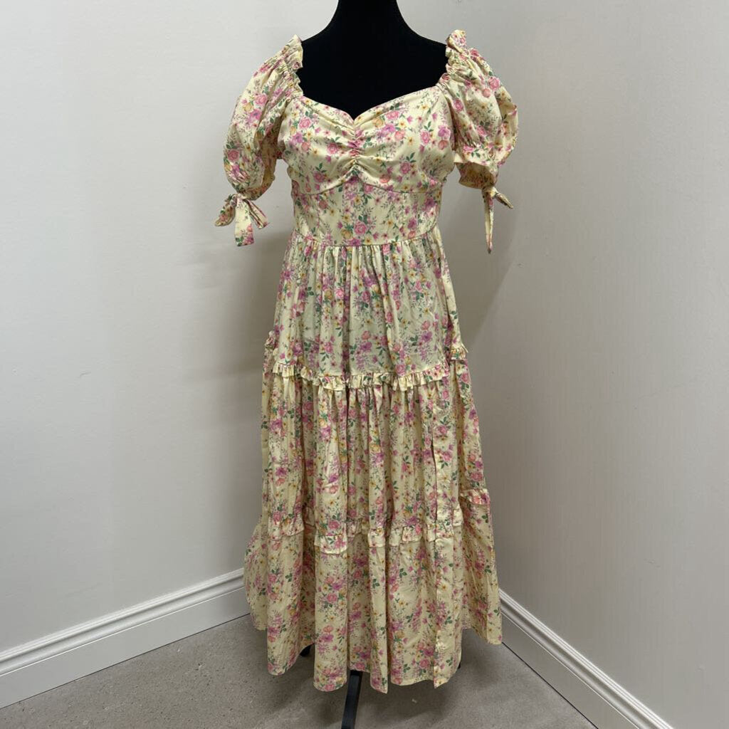 LORI MAXI DRESS - YELLOW & PINK FLORAL - S