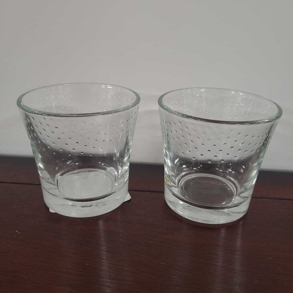 SET OF 2 VTG TEXTURED DOT DESIGN COCKTAIL GLASSES