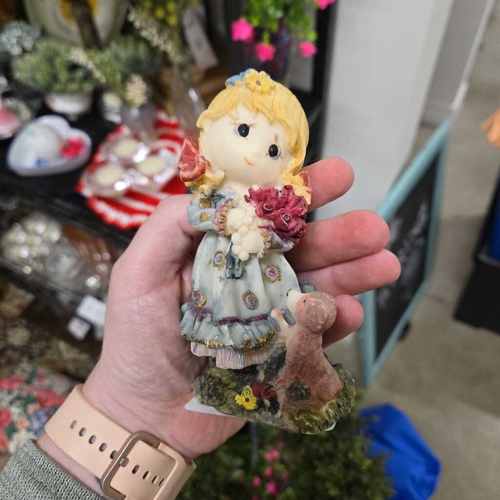 VTG GIRL & HER DOG FIGURINE