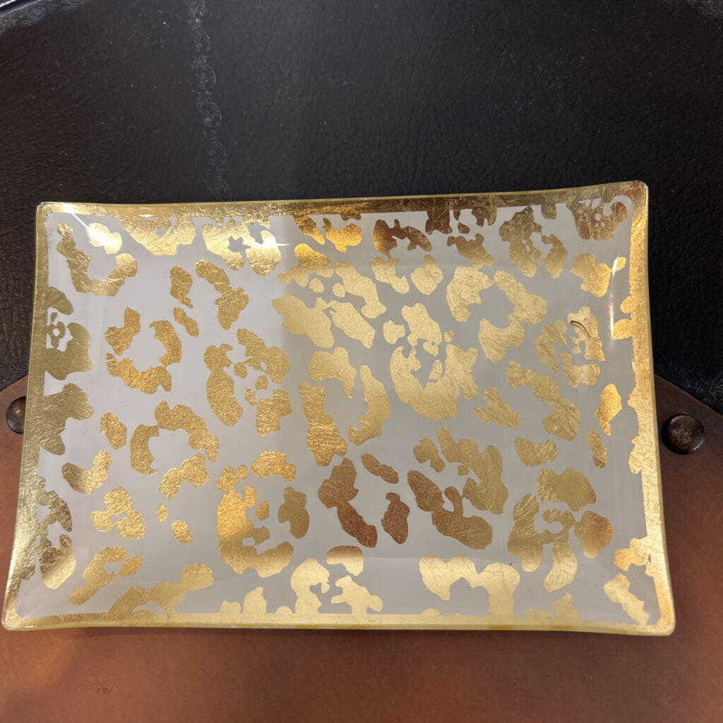 GOLD LEOPARD GLASS TRAY