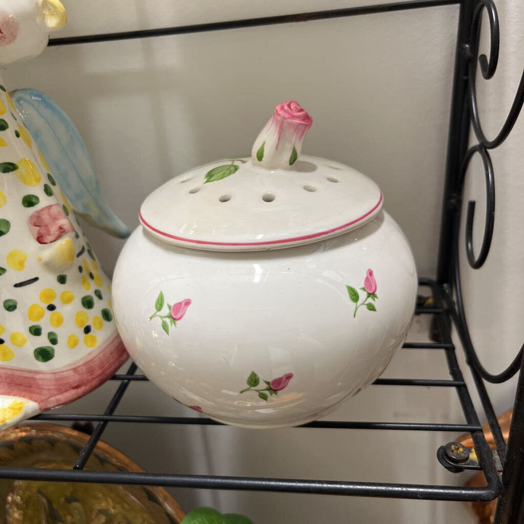 VTG PINK ROSES POTPOURRI POT BY TELEFLORA MADE IN PORTUGAL