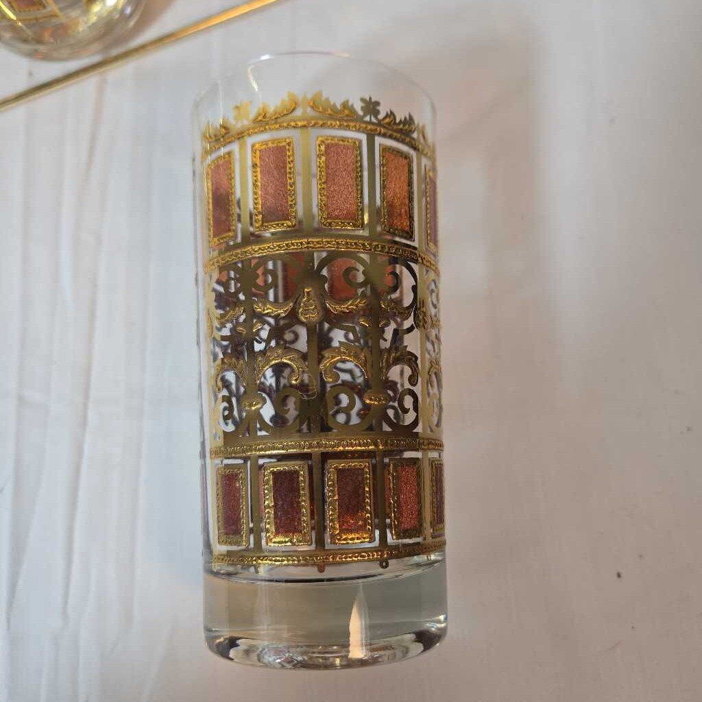 S/8 CULVER GOLD SCROLL GLASSES W/CARRIER