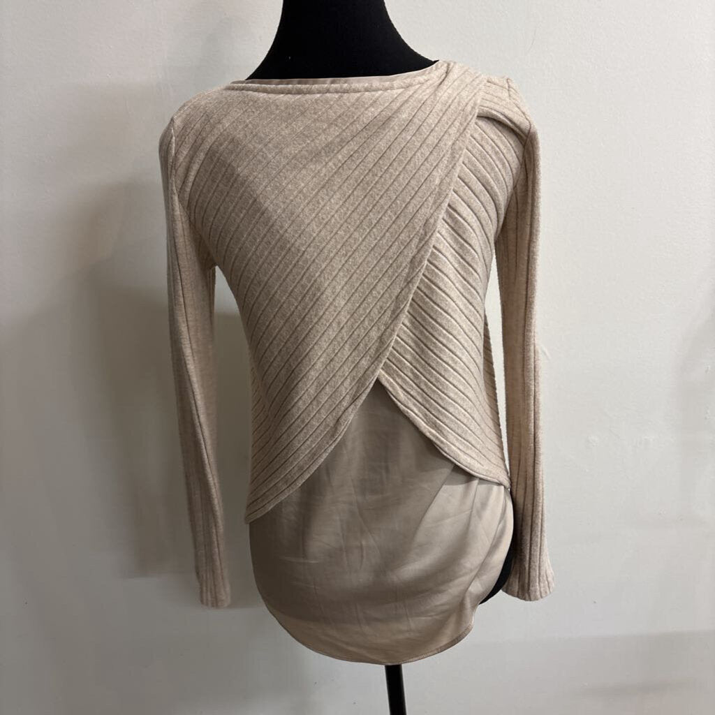 BEIGE RIBBED SWEATER