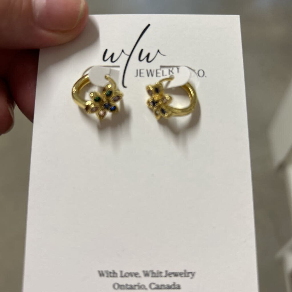 GOLD FILLED CZ FLOWER HOOP