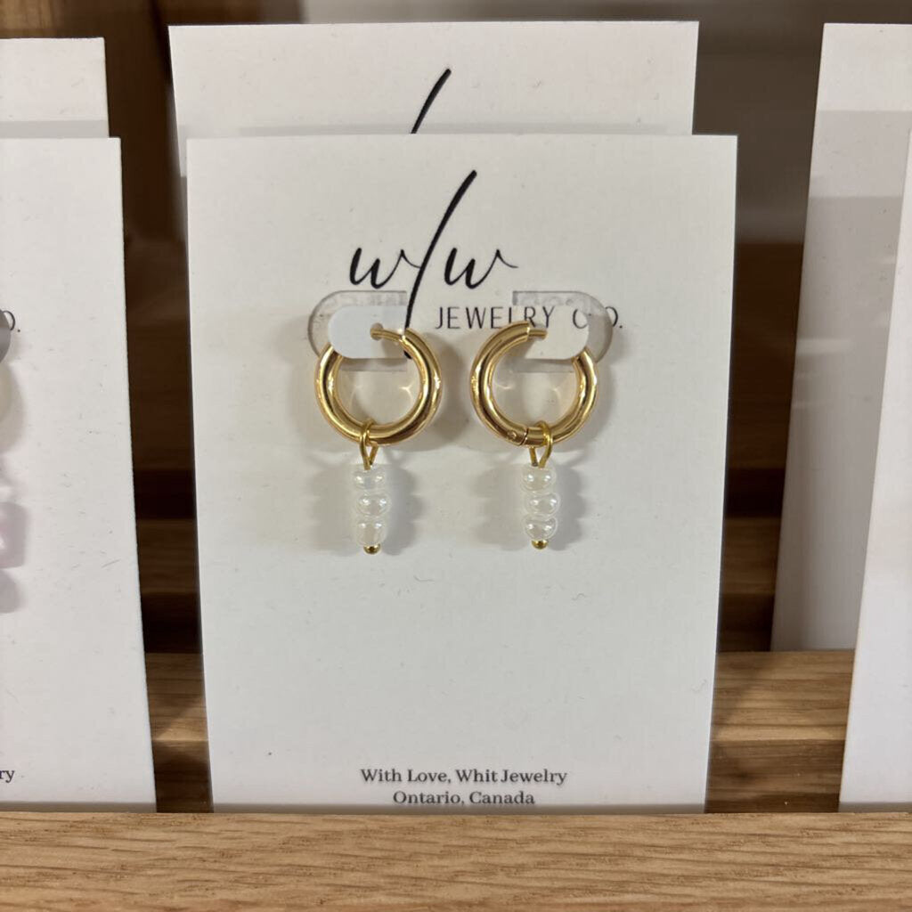 GLASS BEAD HOOPS - STAINLESS STEEL