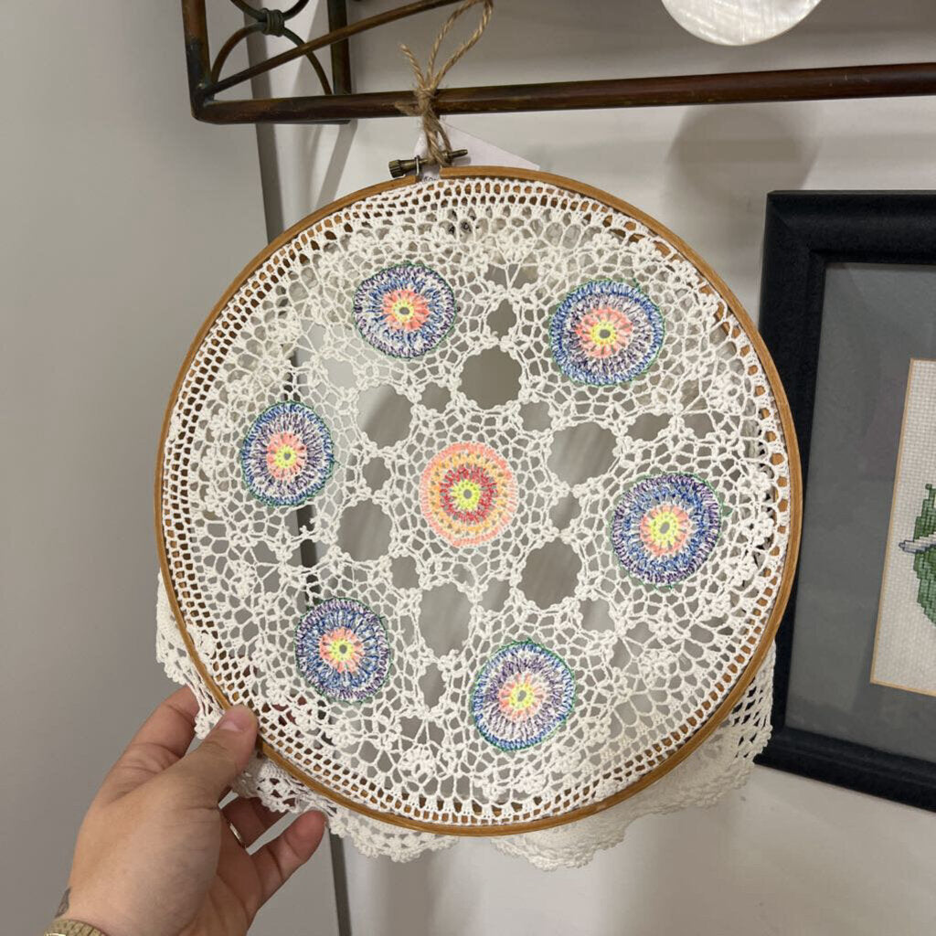 VINTAGE DOILY ON EMBROIDERY HOOP WALL ART