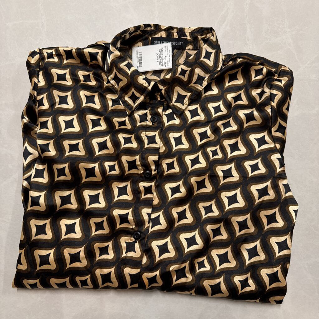 FUNKY PATTERN SATIN BUTTON DOWN