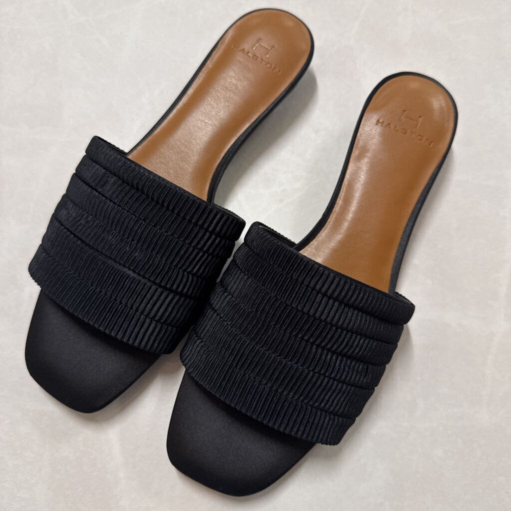 NEVER WORN HALSTON BLACK SLIDES