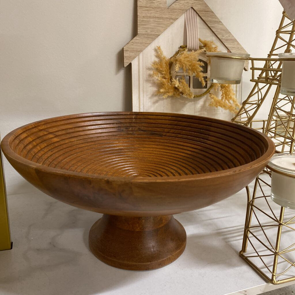 Wooden Pedestal Decor Bowl