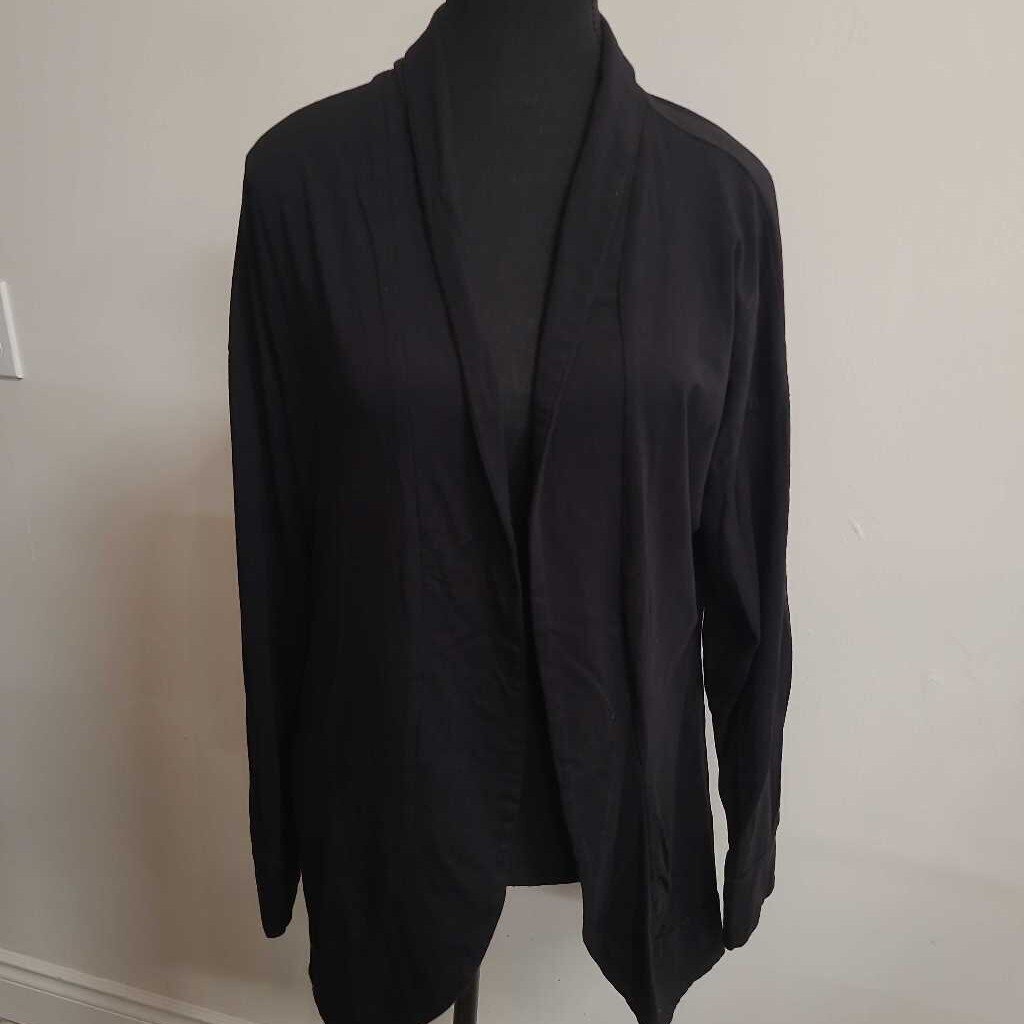 BLACK OPEN FRONT CARDIGAN