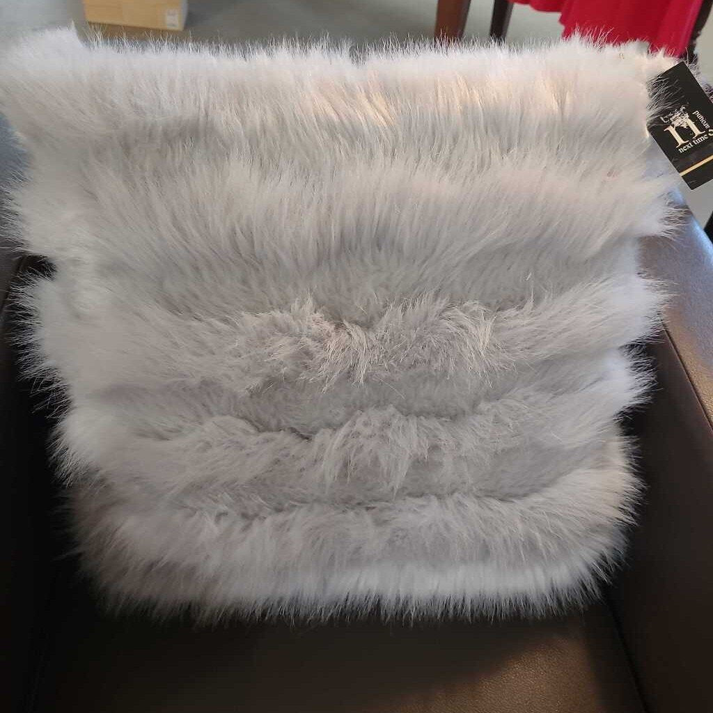GREY FAUX FUR PILLOW