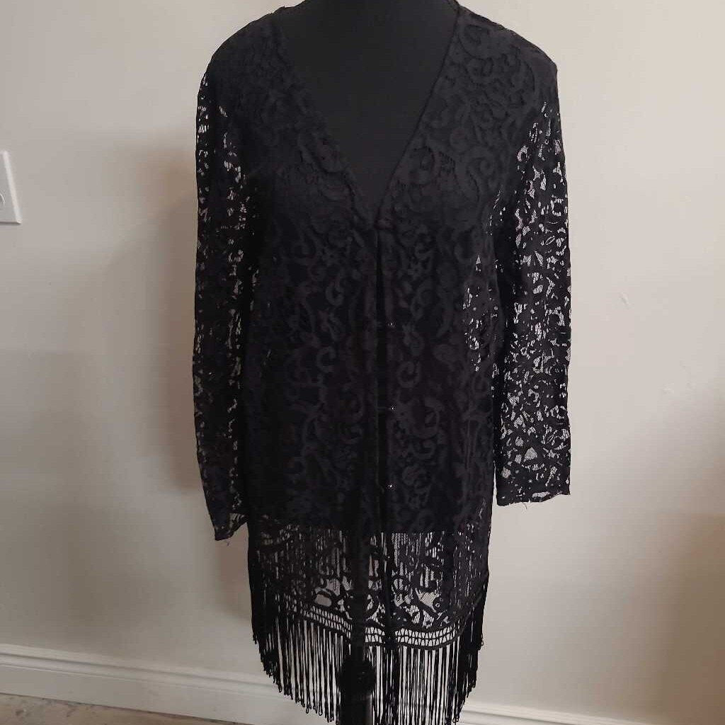 SHEER BLACK LACE CARDIGAN