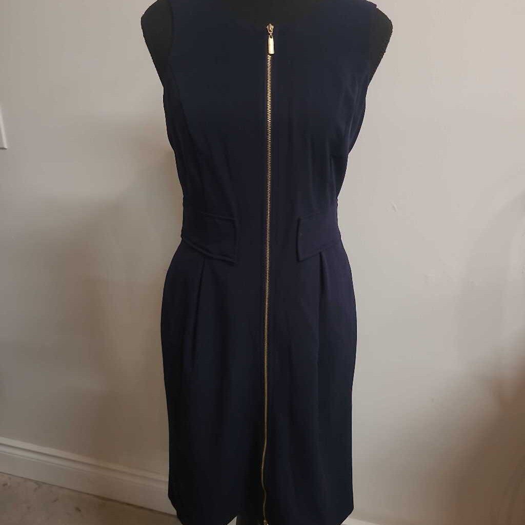 NAVY DRESS WITH GOLD ZIPPER