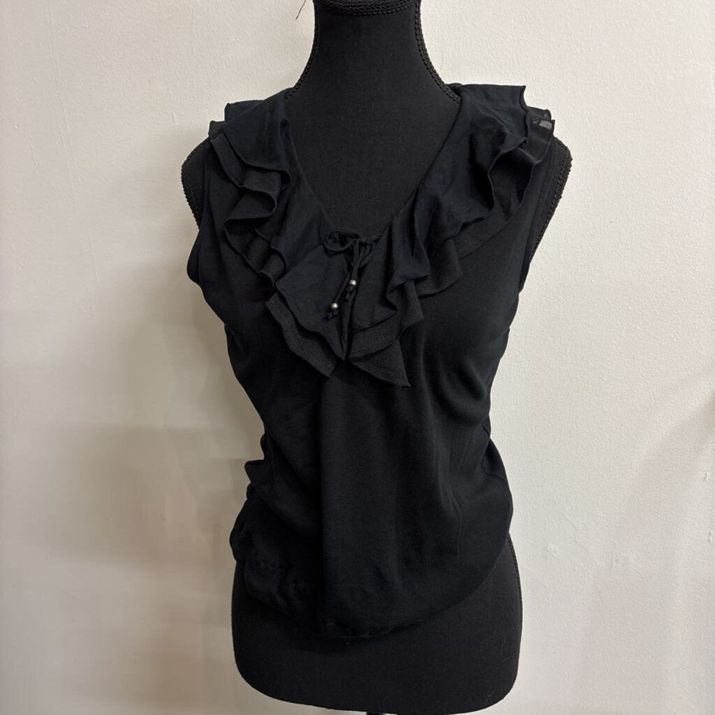 BLACK RUFFLED TANK