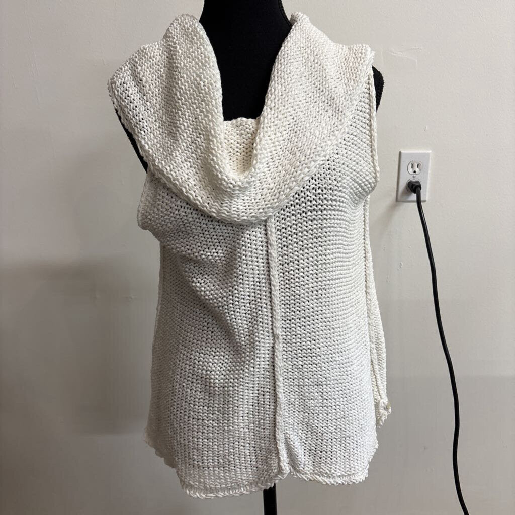 HANDKNIT WHITE COWL-NECK VEST