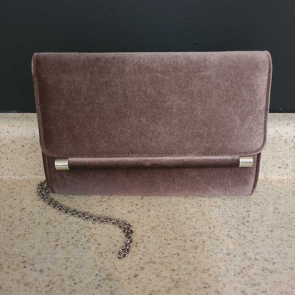TAUPE VELOUR SMALL EVENING BAG