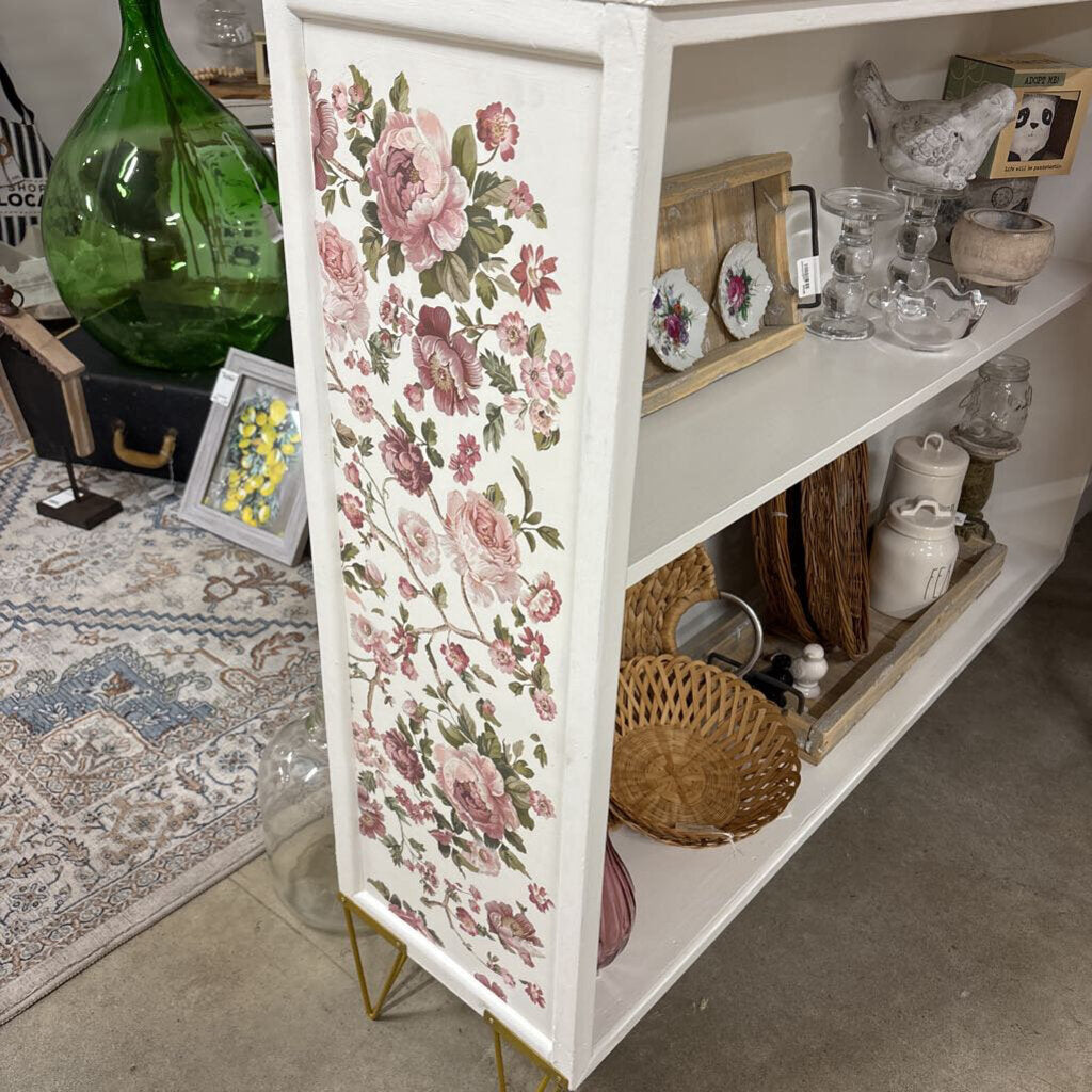 White Bookcase with Transfer - Refinished