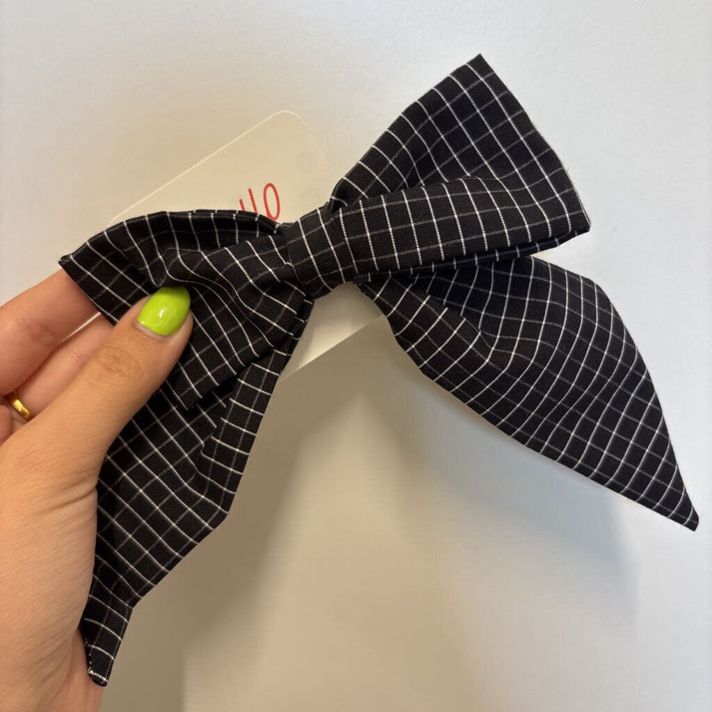 HAIR BOWS - B&W GRID