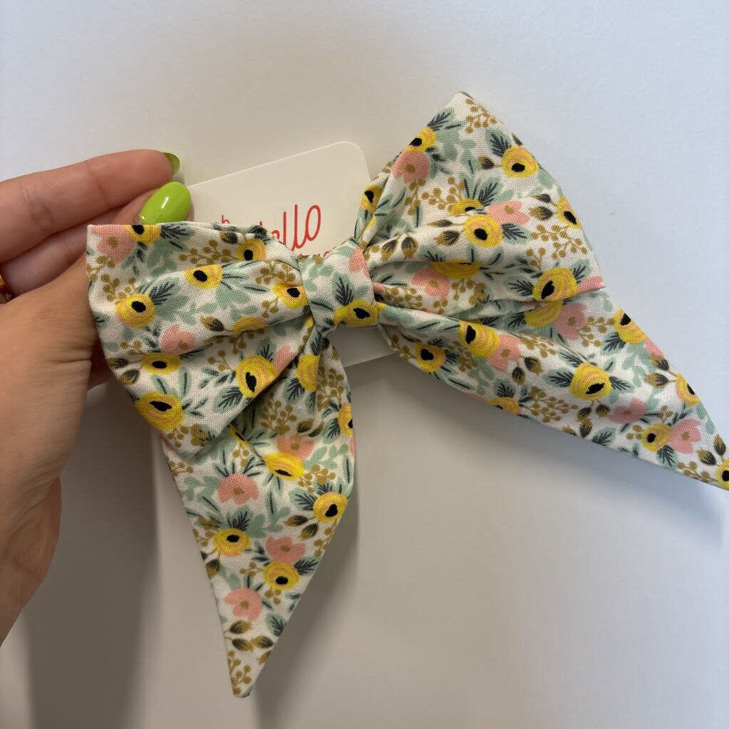 HAIR BOWS - YELLOW/PINK FLOWERS