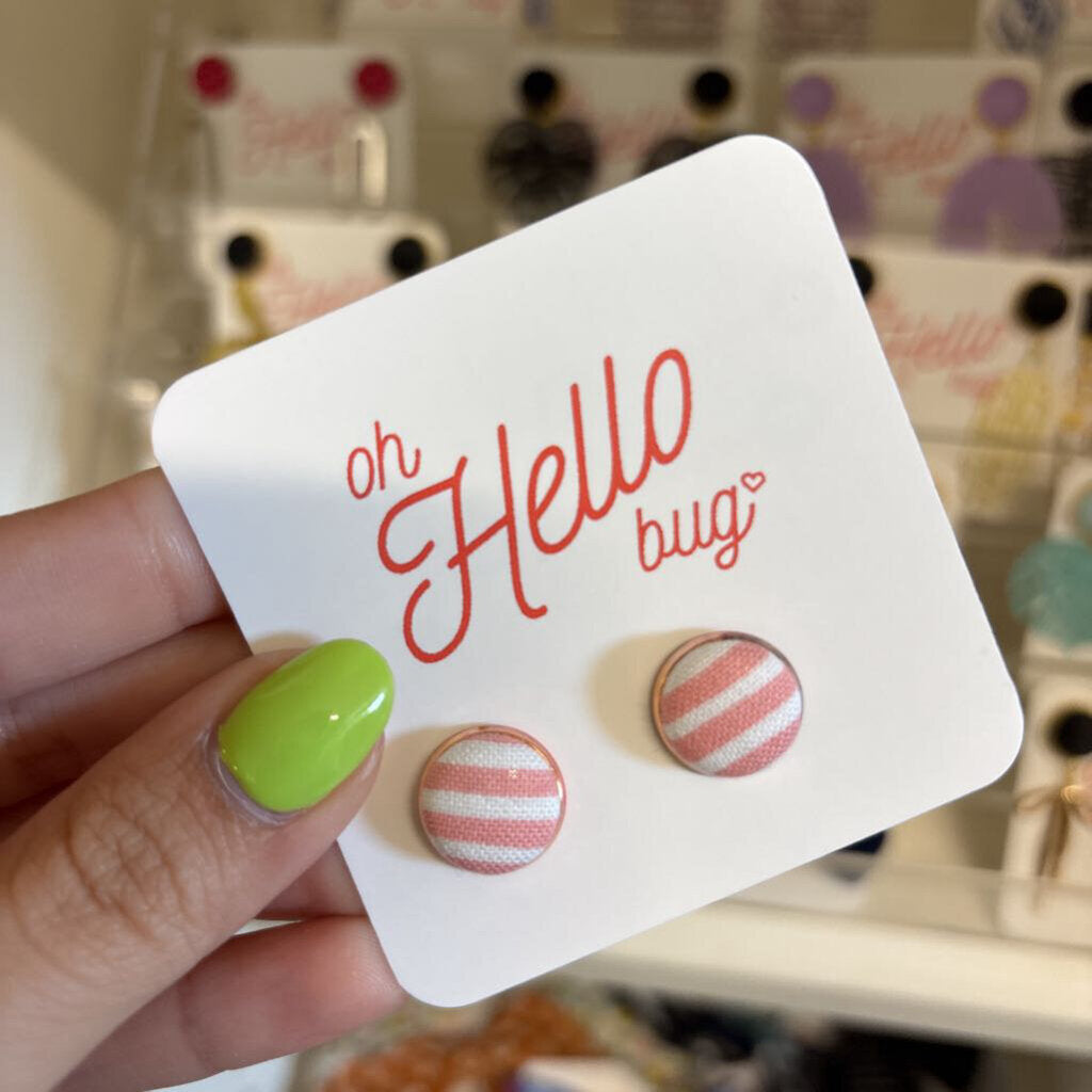 STUD EARRINGS - PINK STRIPE