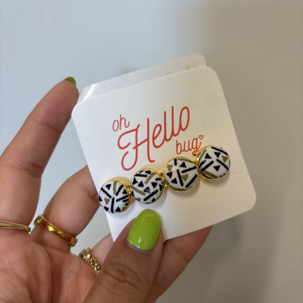 BARRETTES - GOLD/BLACK GEO