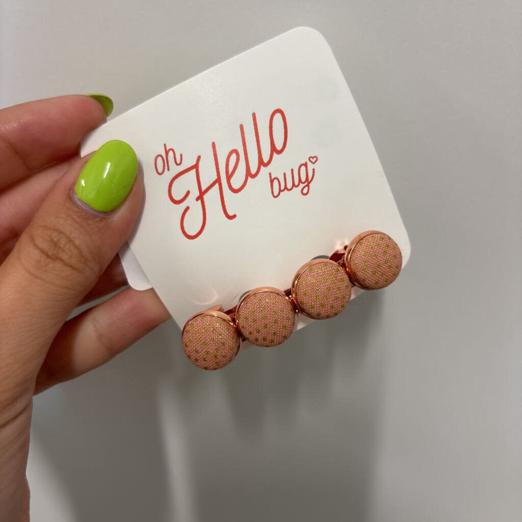 BARRETTES - PINK/GOLD DOTS