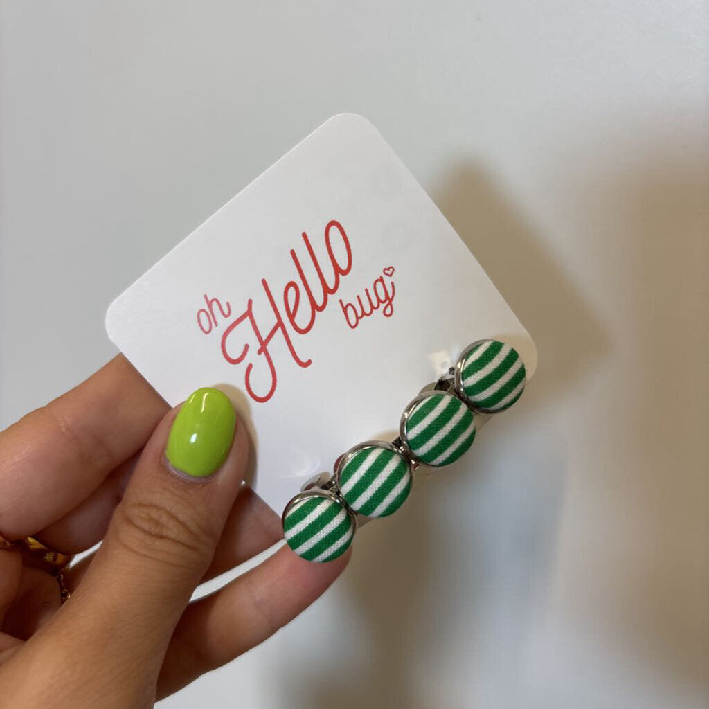BARRETTES - GREEN STRIPES