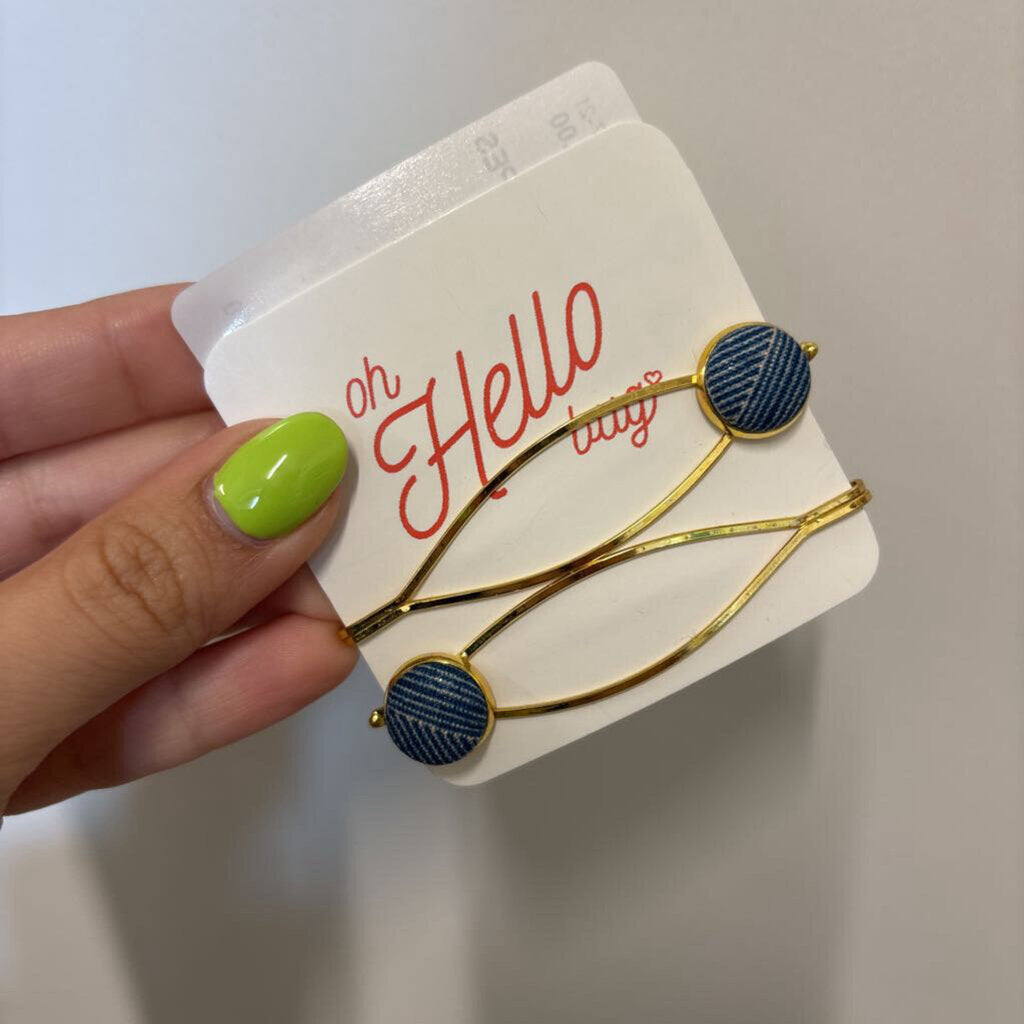 HAIR PINS - BLUE/WHITE STRIPES