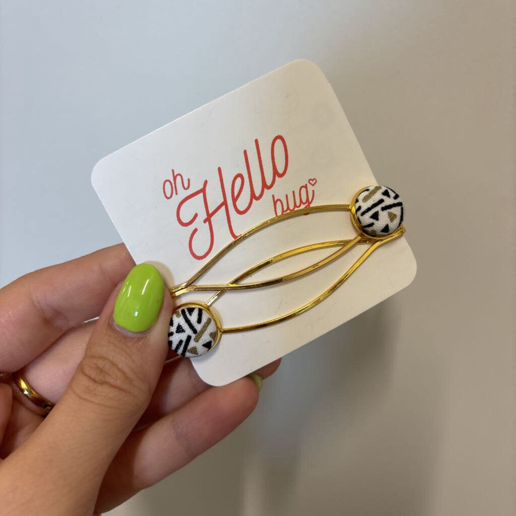 HAIR PINS - GOLD/BLACK GEO