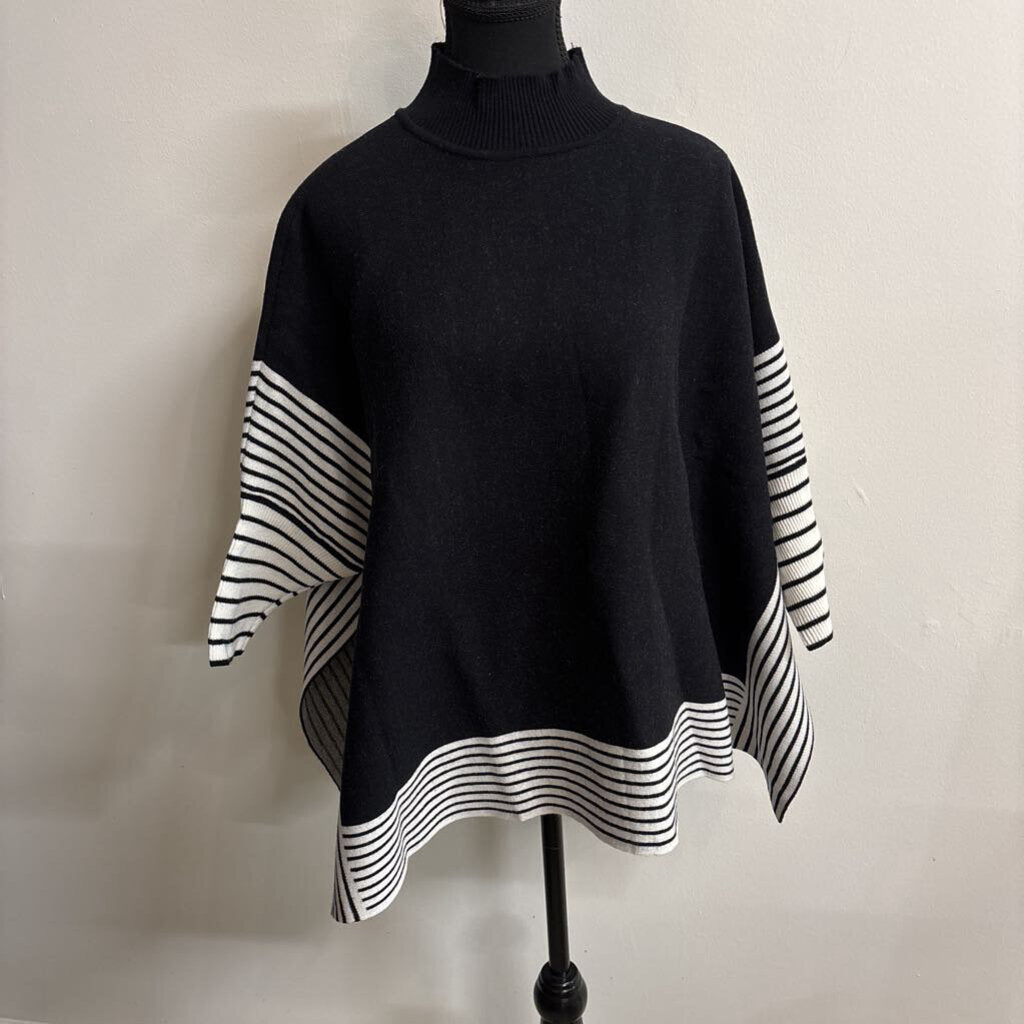 STRIPED BLACK & WHITE HEAVY KNIT SWEATER