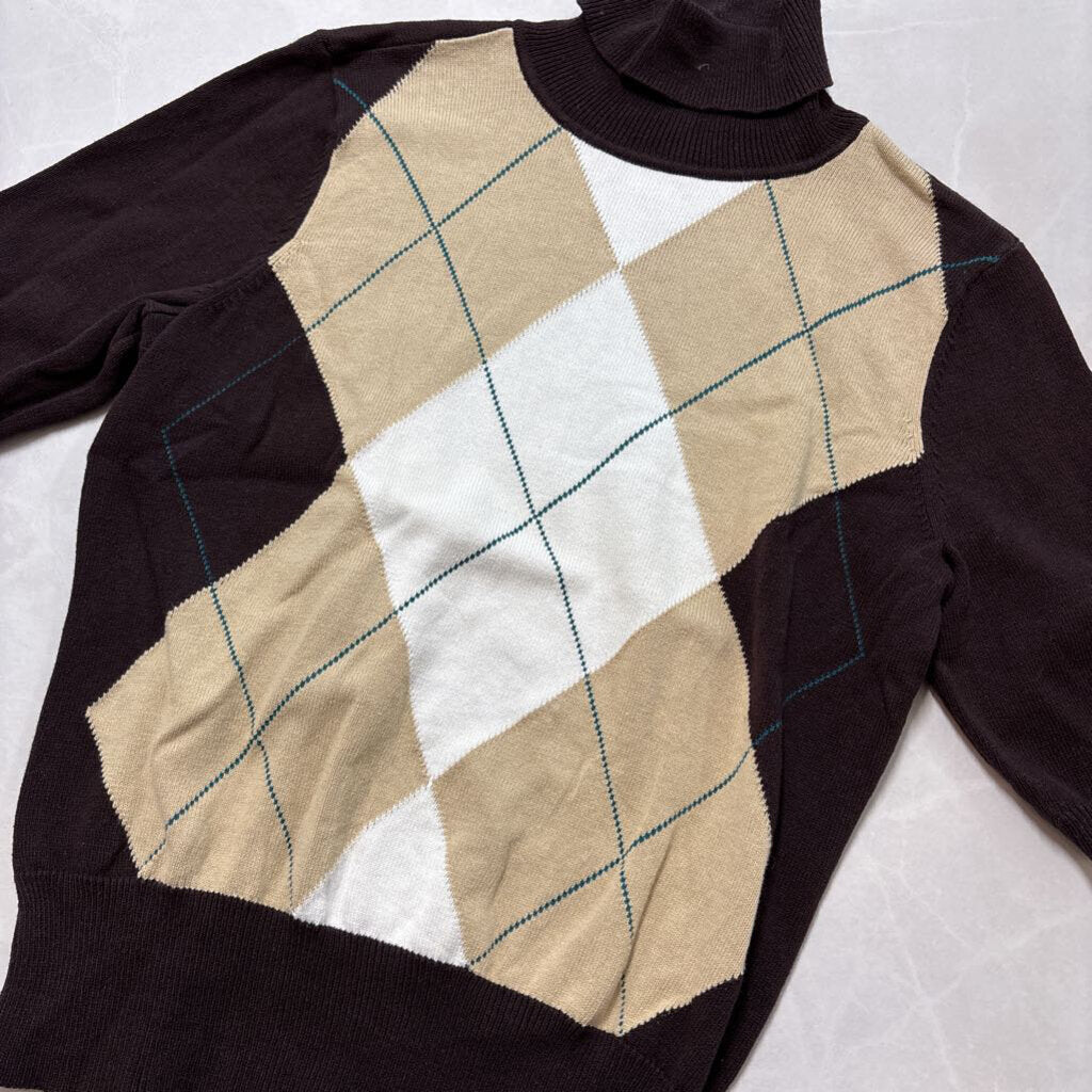 LIZ & CO. BROWN SHORT SLEEVE TURTLENECK