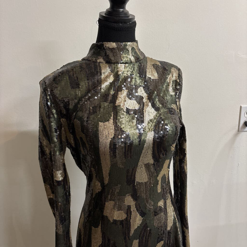 NWT ZARA CAMO PRINT SEQUINS DRESS