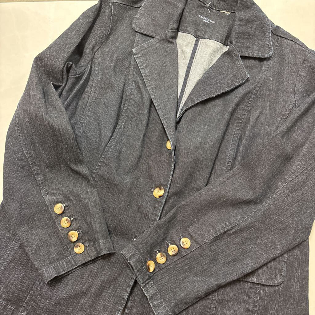 LIZ CLAIBORNE DARK DENIM BLAZER JACKET