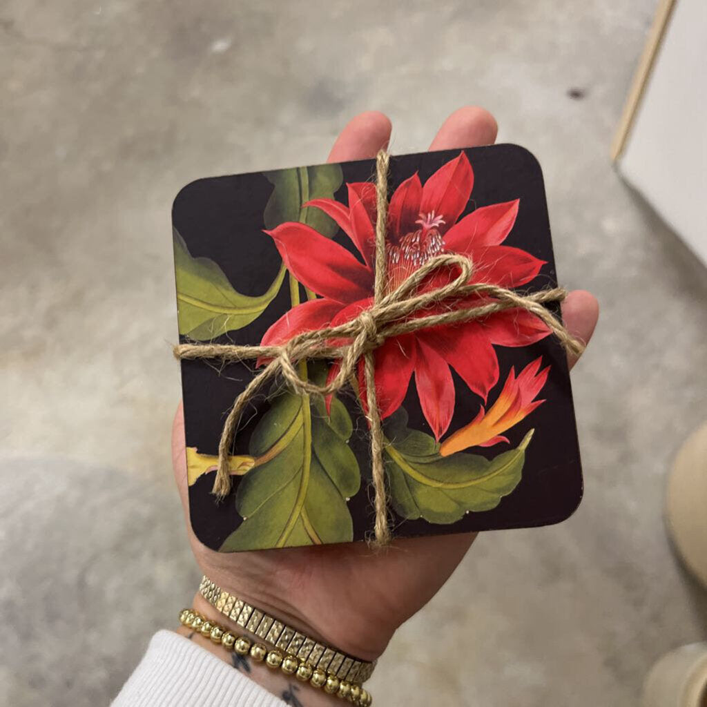 Red flowered coasters