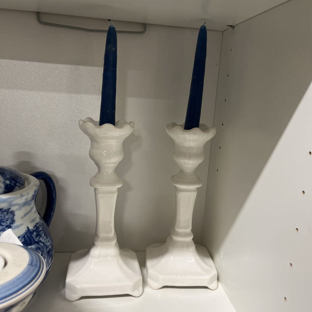 Vintage Delft White Candleholders