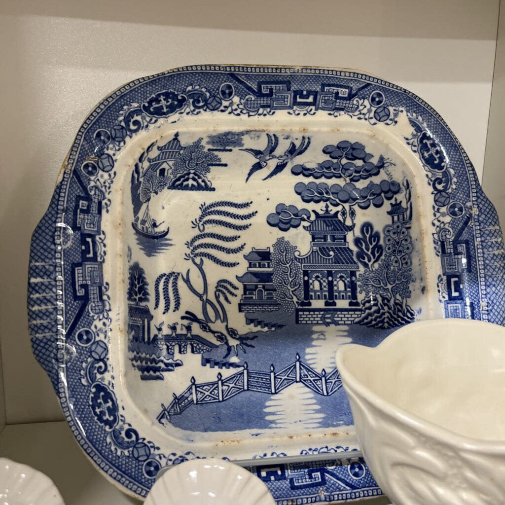 Blue Willow Transferware Square Dish