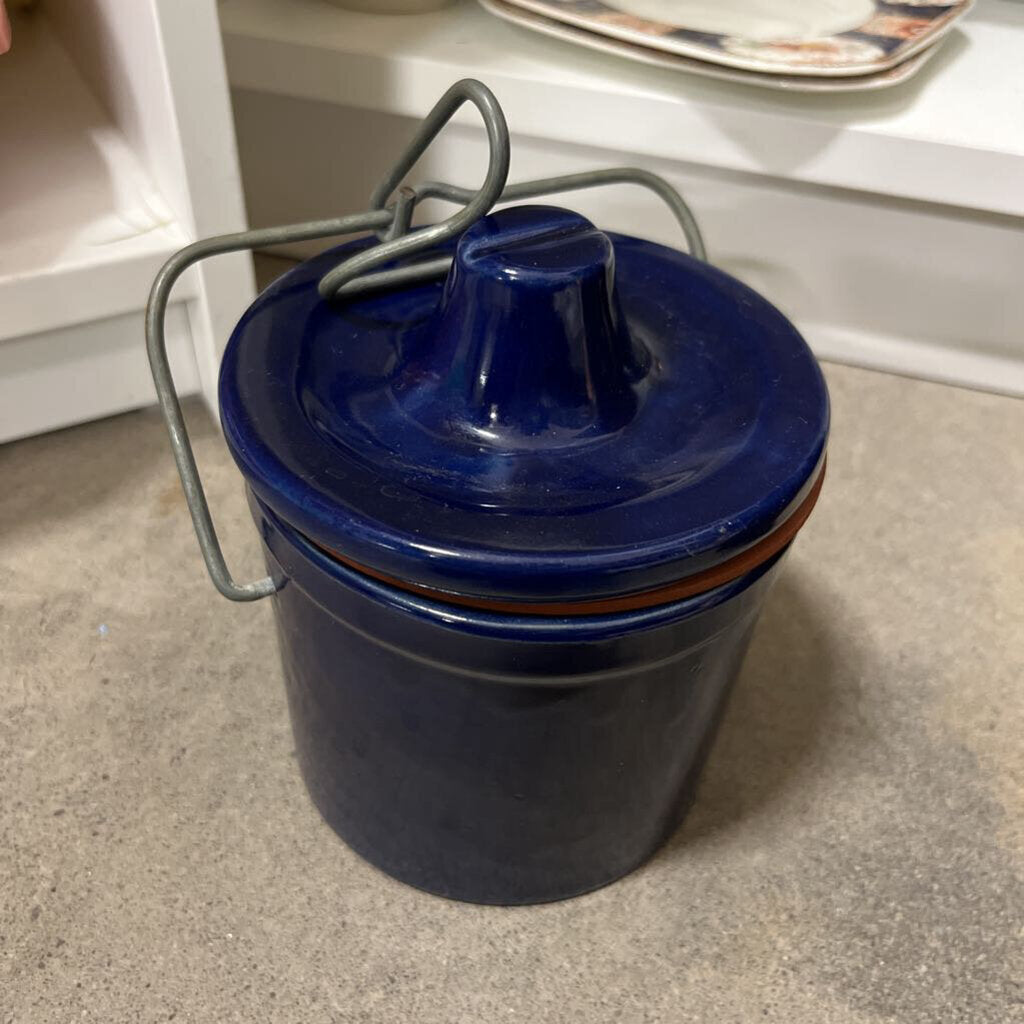 Cobalt Blue Stoneware Crock