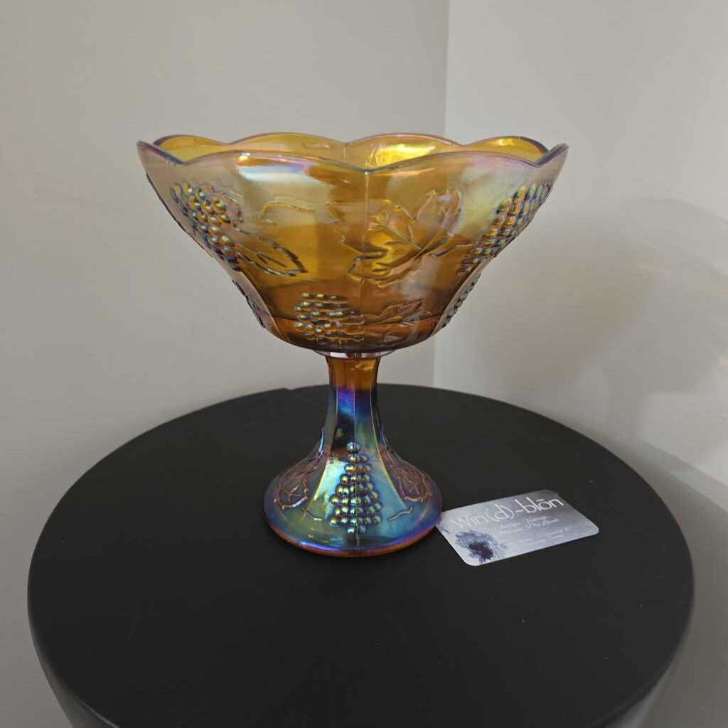Marigold Carnival Glass Compote