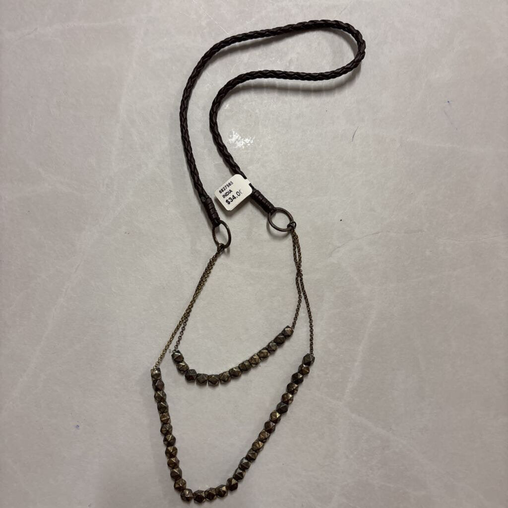 NWT LEATHER ROPE NECKLACE