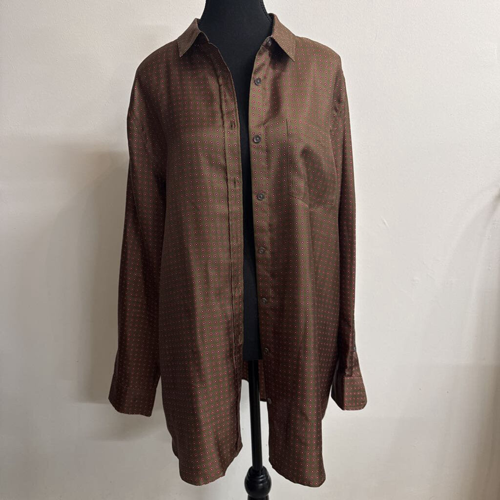 BROWN SILK BUTTON DOWN