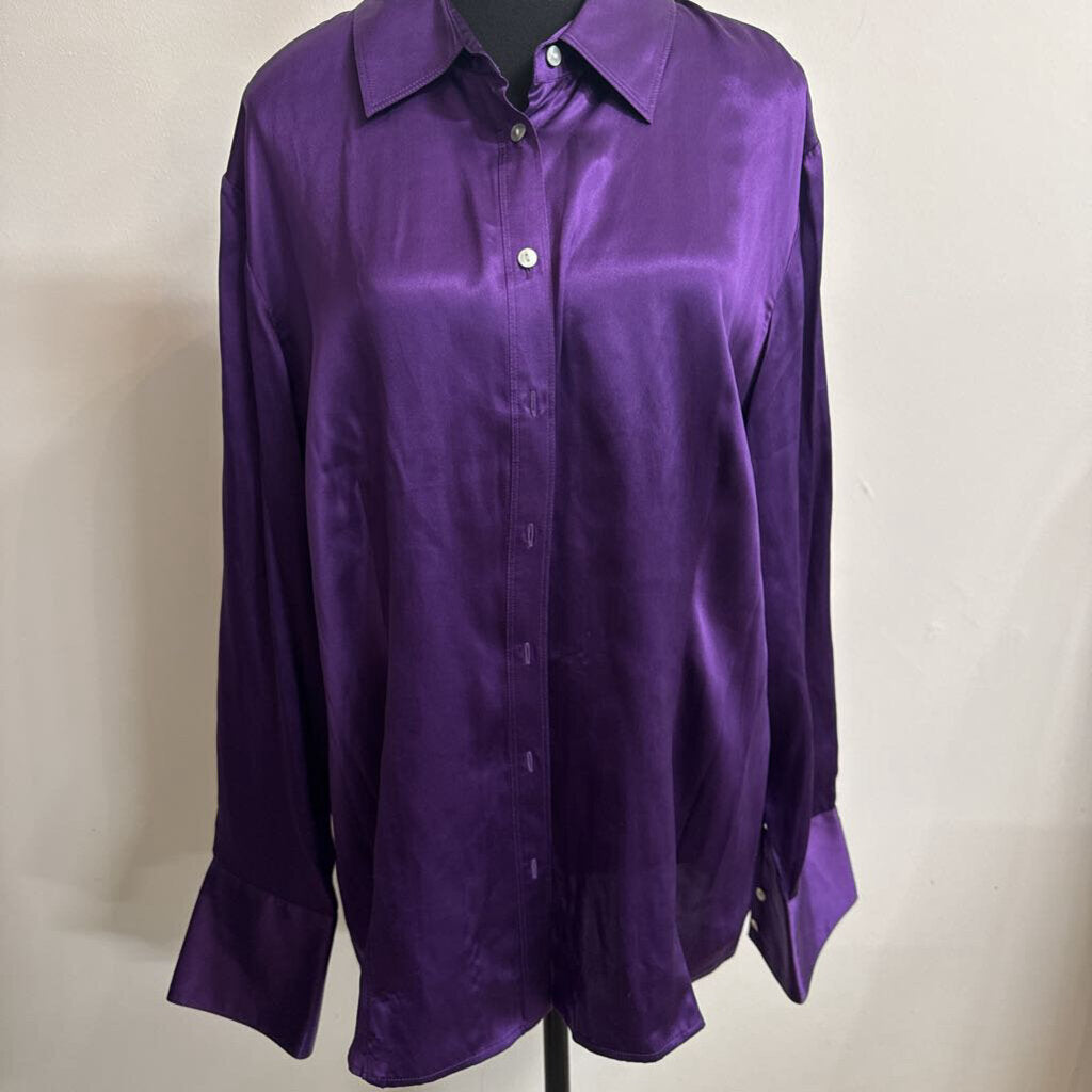 PURPLE SILK BUTTON DOWN