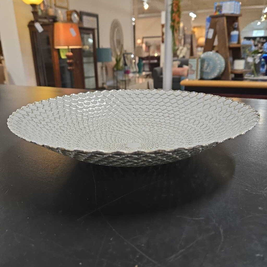 WHITE & SILVER DECORATIVE BOWL