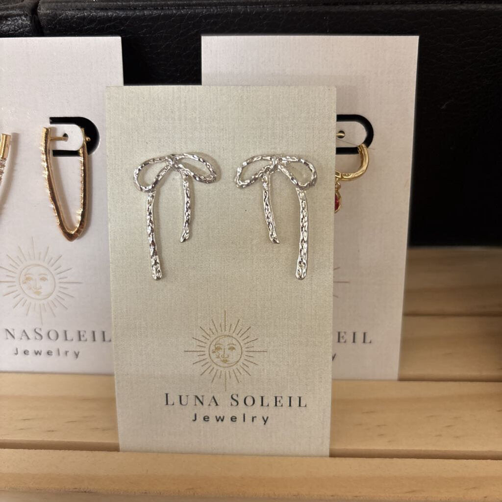 SILVER BOW EARRINGS 925 PLATED SS