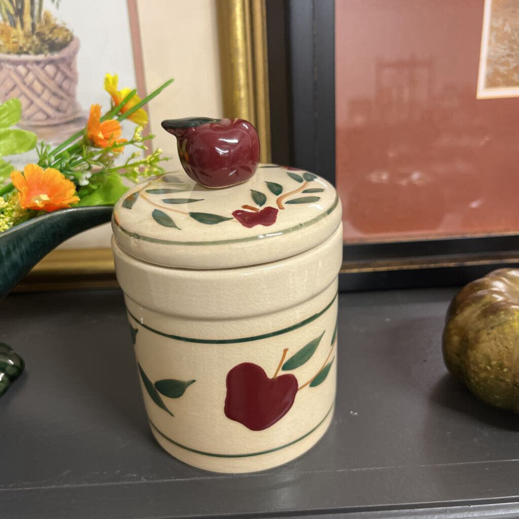 VINTAGE CERAMIC SUGAR JAR WITH APPLE DESIGN