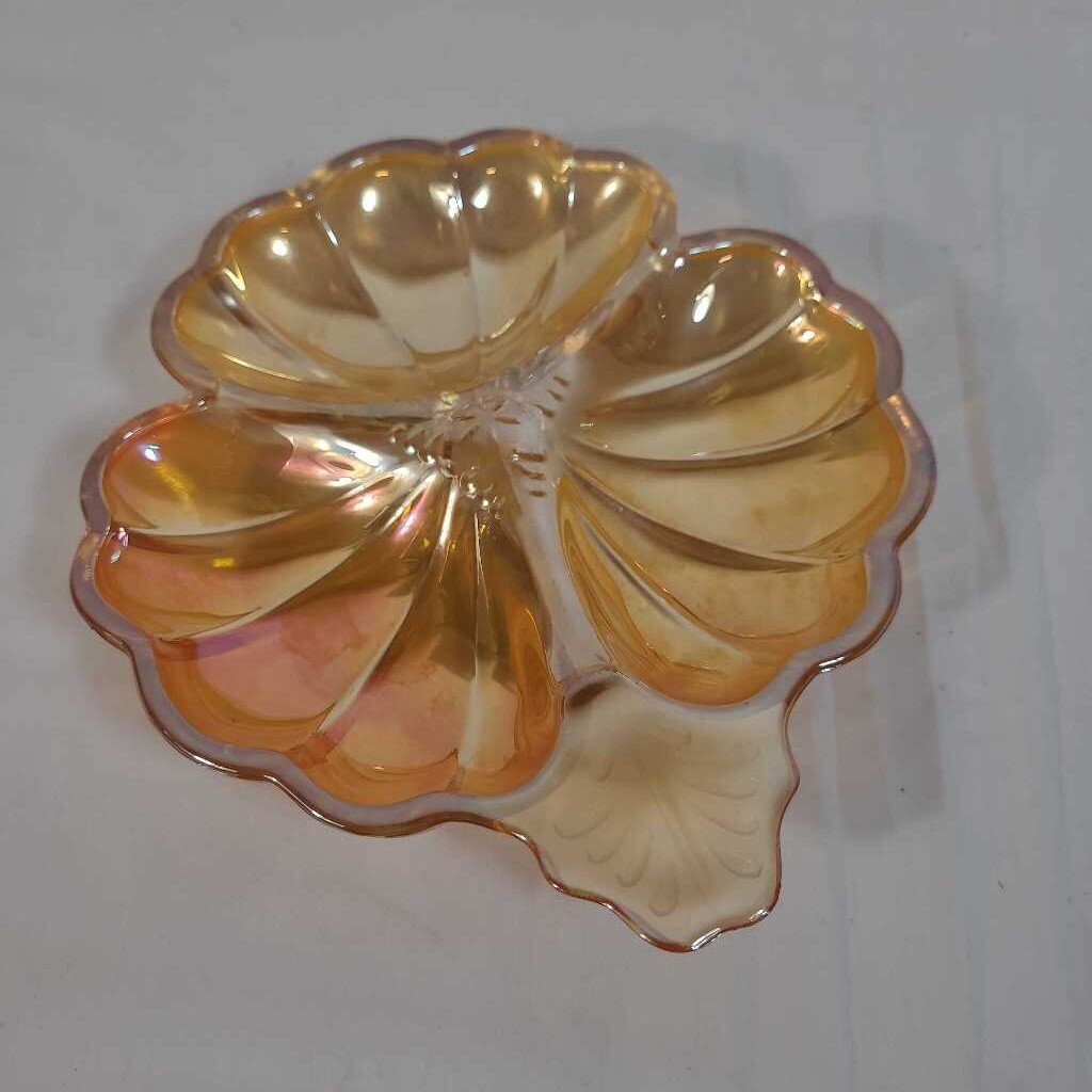 VTG MERIGOLD CARNIVAL GLASS CANDY DISH