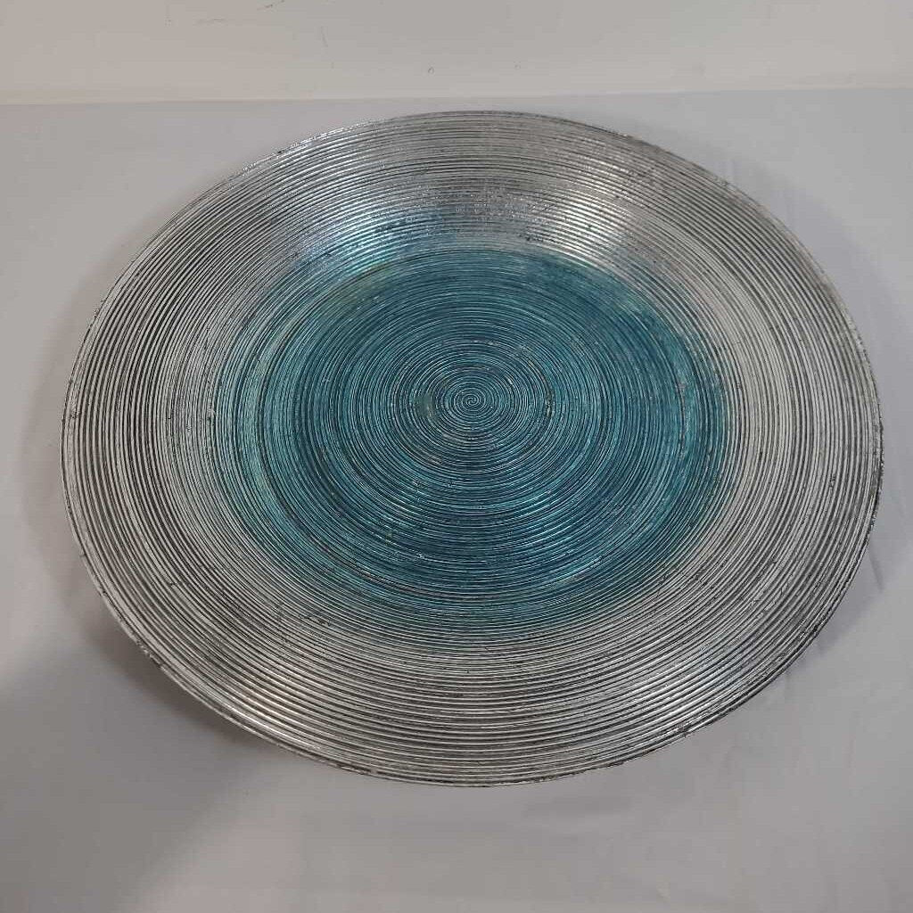 BLUE/SILVER GLASS PLATE