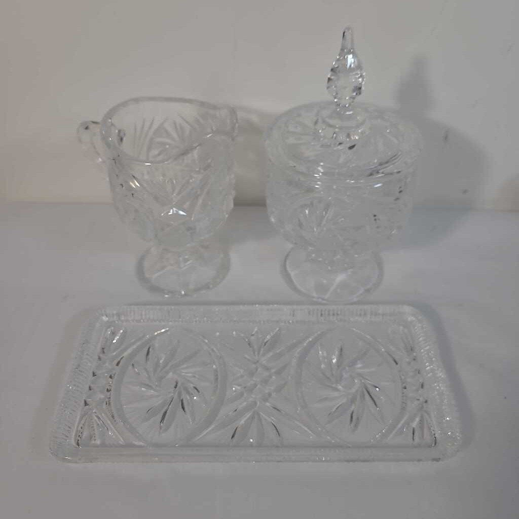 3pc PINWHEEL CRYSTAL C&S SET