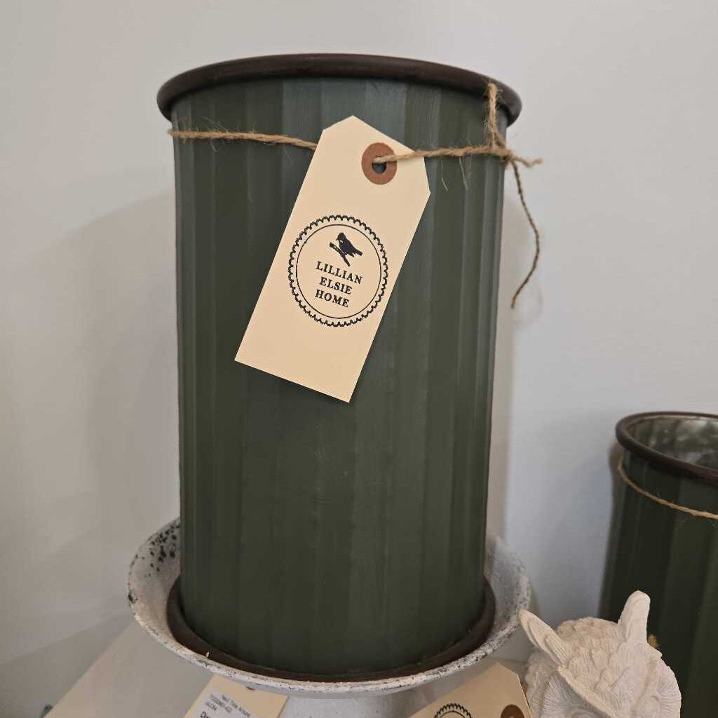 Green Metal Canister/Vase - Large