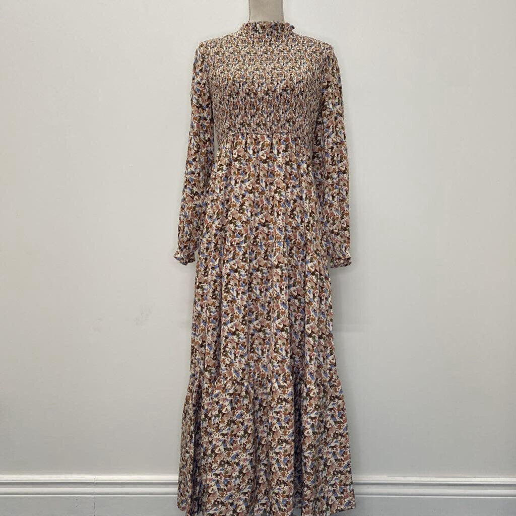 HAYDEN - L/S FLORAL SMOCKED TIERED MAXI DRESS